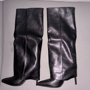 black leather(ish) material